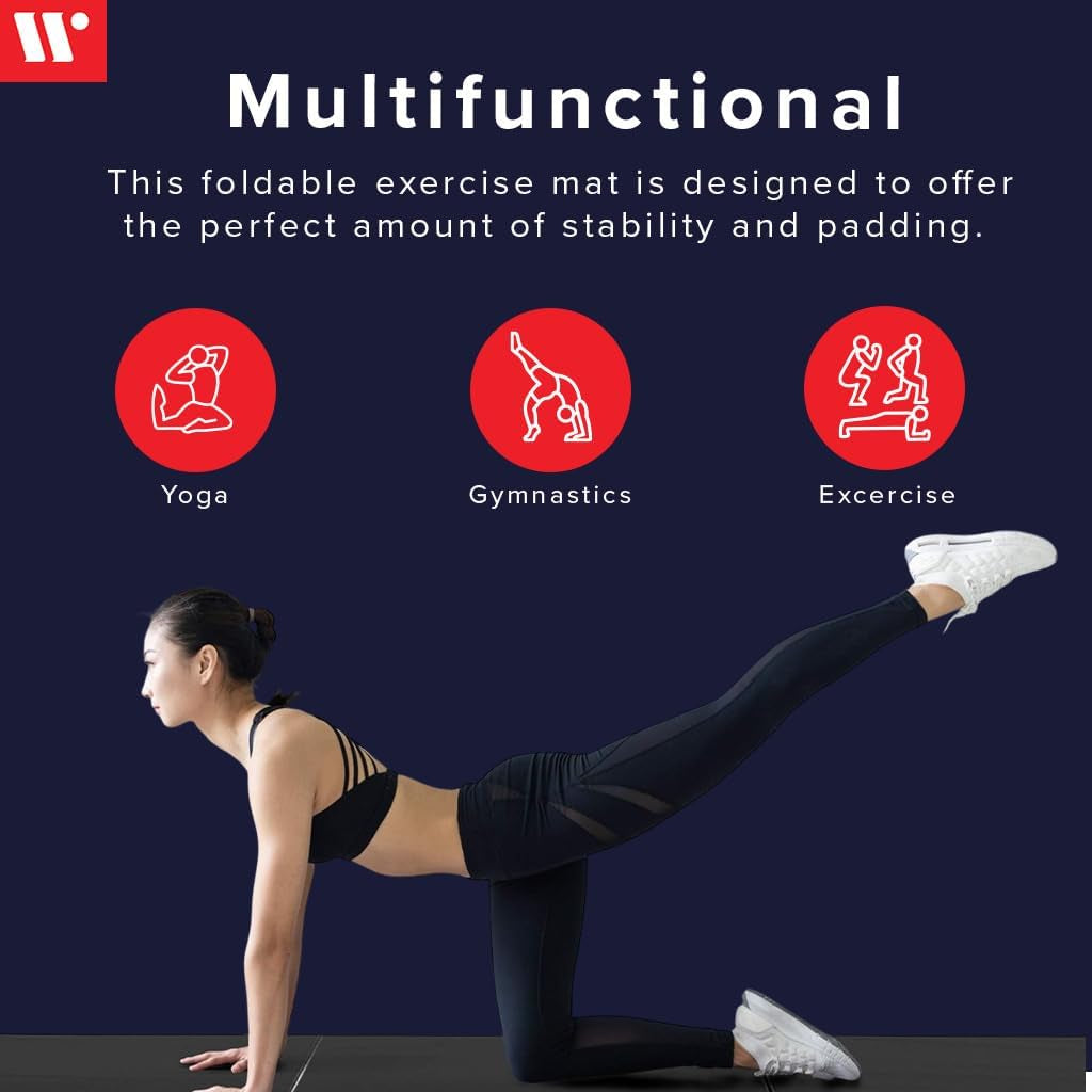 - 4 Ft X 6 Ft X 2 - Personal Fitness & Exercise Mat for Home Workout - Lightweight and Folds for Carrying – All Purpose Gym Mat – Thick Mat for Yoga, Pilates, Stretches, Floor Exercises